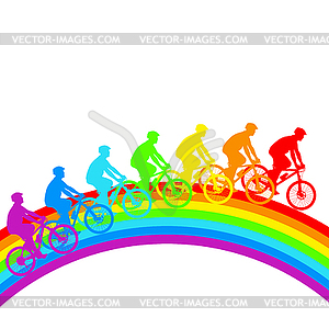 Silhouette of cyclist rainbow male.  - vector clip art