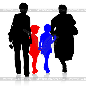 Silhouette of family, mother and children and - vector image