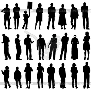 Black silhouettes of beautiful mans and womans - vector image