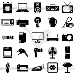 Collection flat icons. Electrical devices symbols. - vector clipart