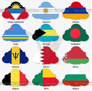 Set Flags of world sovereign states in form - color vector clipart