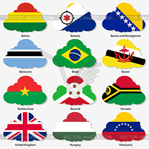 Set Flags of world sovereign states in form - vector clip art