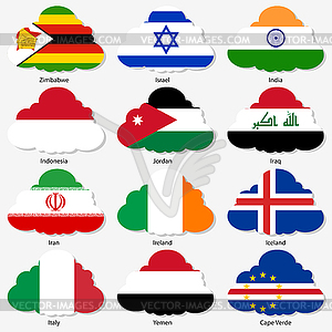 Set Flags of world sovereign states in form - vector image