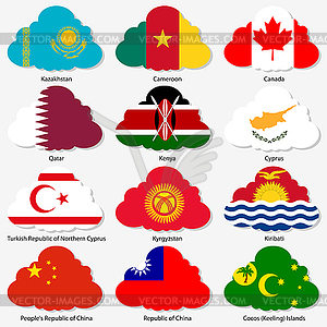 Set Flags of world sovereign states in form - vector clipart