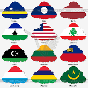 Set Flags of world sovereign states in form - vector clip art