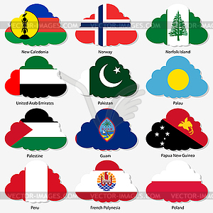 Set Flags of world sovereign states in form - vector clipart