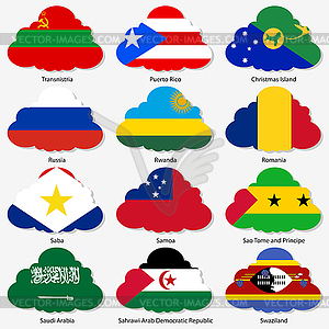 Set Flags of world sovereign states in form - vector image