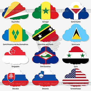 Set Flags of world sovereign states in form - vector clipart