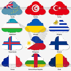 Set Flags of world sovereign states in form - vector clipart / vector image