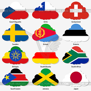 Set Flags of world sovereign states in form - vector image