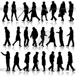 Black silhouettes of beautiful mans and womans - vector clipart