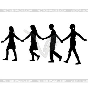 Black silhouettes of beautiful mans and womans - vector image
