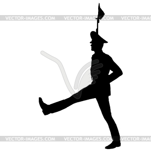 Silhouette soldiers during military parade. - vector clipart