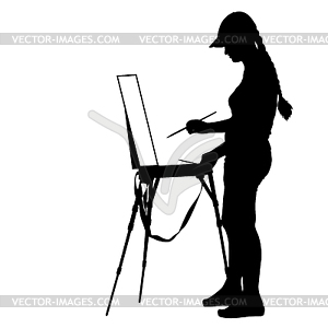Silhouette, artist at work, illustr - vector clip art