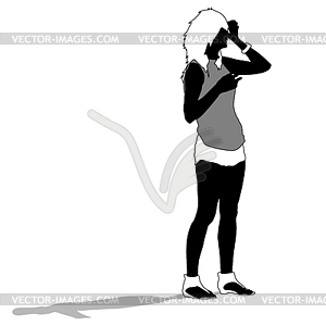 Silhouettes of beautiful womans. illu - vector image