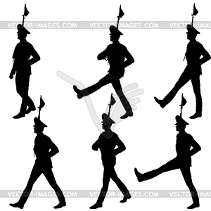 Silhouette soldiers during military parade. - vector clipart