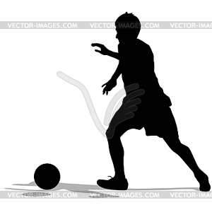 Silhouettes of soccer players with ball. illustratio - vector clipart