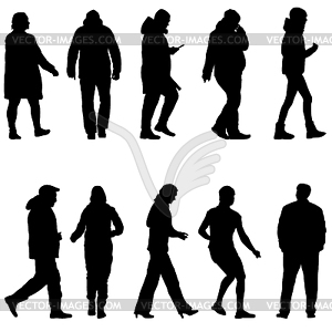 Silhouette Group of People Standing - vector image