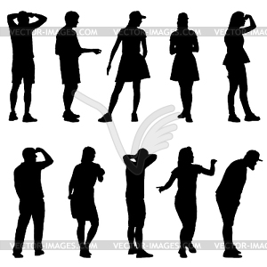 Silhouette Group of People Standing - vector clip art