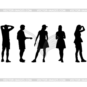 Silhouette Group of People Standing - vector image