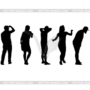 Silhouette Group of People Standing - vector clipart