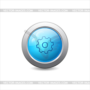 Web button with gear - vector image