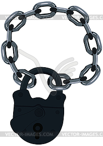 Lock on chain - color vector clipart