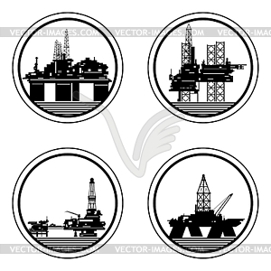 Нефтяные платформы - клипарт в векторном виде