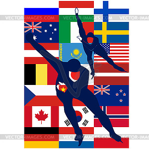 Ice Skaters countries - vector clip art