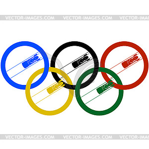 Bobsleigh and Olympic rings-1 - vector clipart