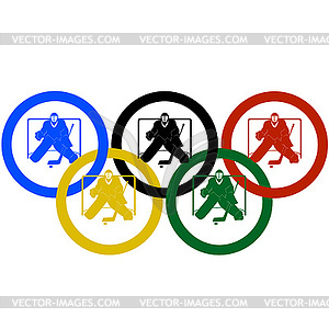 Hockey and Olympic rings - vector clip art