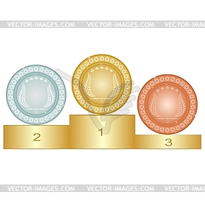 Pedestal and sports medals - vector image