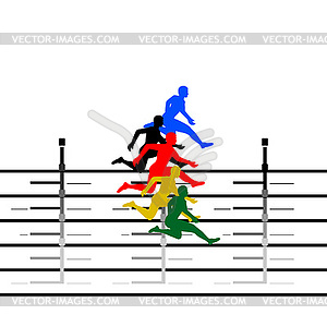 Athletics. Running hurdles- - royalty-free vector image