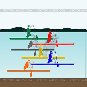 Соревнования по гребле на байдарках и каноэ - изображение в векторе