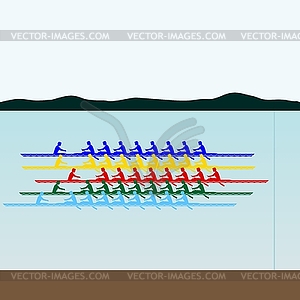 Соревнования по гребле - векторный клипарт EPS