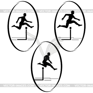 Athletics. Running hurdles - royalty-free vector image