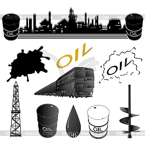 Set oil industry facilities - vector image