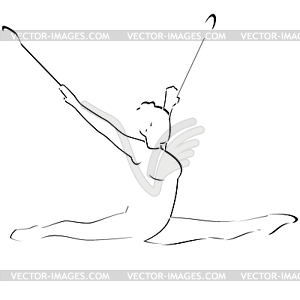 Gymnast with mace - vector image