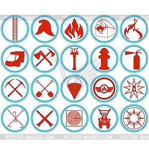 Set of firefighters icons - vector image