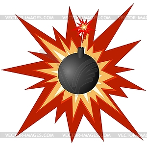 Bomb with burning fuse - vector image