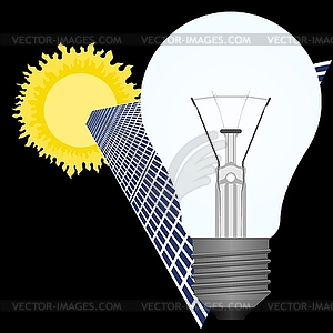 Solar battery and light bulb - vector image