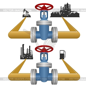 Extraction and processing of petroleum products - vector image