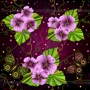 Seamless floral dark pattern - vector image