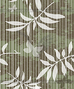 Seamless grungy pattern with leaves - vector image