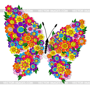 Spring floral butterfly - vector clipart