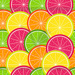 Seamless citrus colorful pattern - color vector clipart