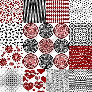 Set seamless vintage monochrome patterns - vector clipart