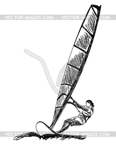 Windsurfing sketch - vector clip art