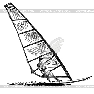 Windsurfing sketch - vector image