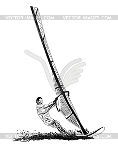 Windsurfing sketch - vector clipart